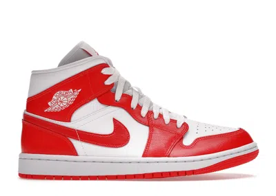 Pre-owned Jordan 1 Mid Syracuse (women's) Sneakers In White/habanero Red