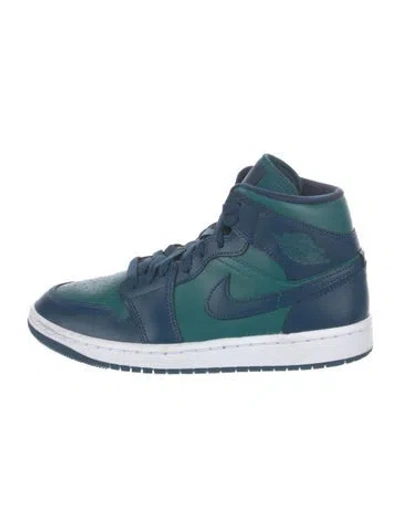 Pre-owned Jordan 1 Mid Teal French Blue Sneakers