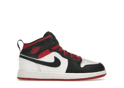 Pre-owned Jordan 1 Mid Toe Sneakers In White/black/gym Red