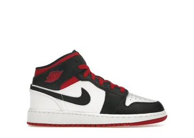 Pre-owned Jordan 1 Mid Toe Sneakers In White/gym Red/black