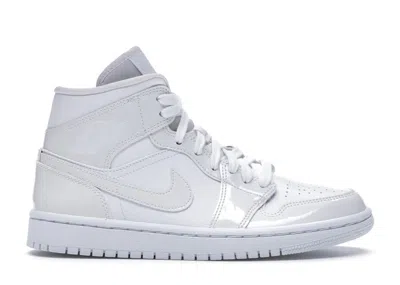 Pre-owned Jordan 1 Mid Triple Patent Swoosh (women's) Sneakers In White
