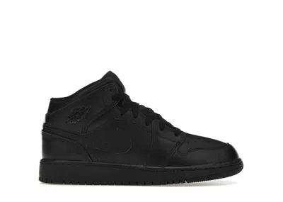 Pre-owned Jordan 1 Mid Triple Sneakers In Black