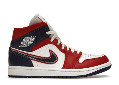 Pre-owned Jordan 1 Mid Usa (2022) (women's) Sneakers In Gym Red/sail/light Iron Ore In Multi