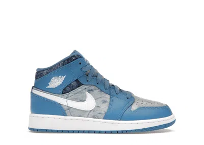 Pre-owned Jordan 1 Mid Washed Sneakers In Blue/white/denim