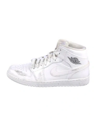 Pre-owned Jordan 1 Mid White Cool Grey Sneakers