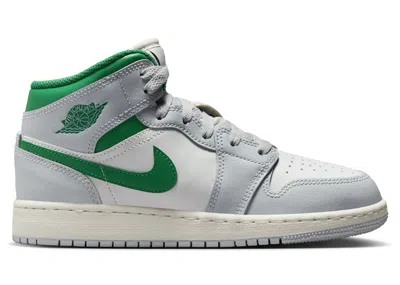 Pre-owned Jordan 1 Mid White Pine Green Sneakers In Summit White/pure Platinum/sail