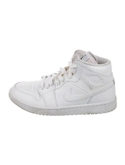 Pre-owned Jordan 1 Mid 'white Snakeskin' Sneakers
