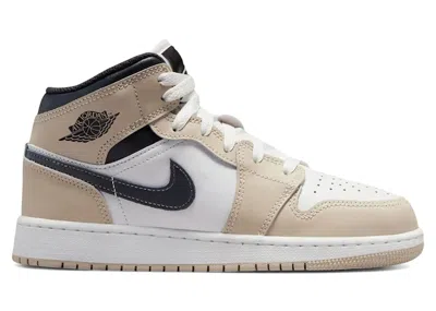 Pre-owned Jordan 1 Mid White Sneakers In Summit White/off Noir/rattan