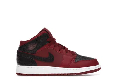 Pre-owned Jordan 1 Mid White Sneakers In Team Red/black/summit White