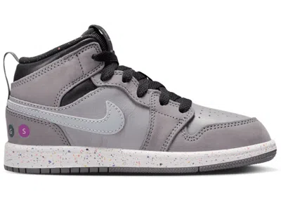 Pre-owned Jordan 1 Mid Wings Nyc Subway Sneakers In Gunsmoke/matte Silver/black