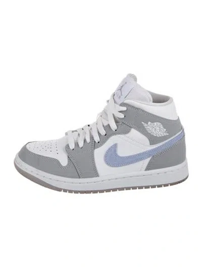 Pre-owned Jordan 1 Mid 'wolf Grey Aluminum' Wedge Sneakers In Gray