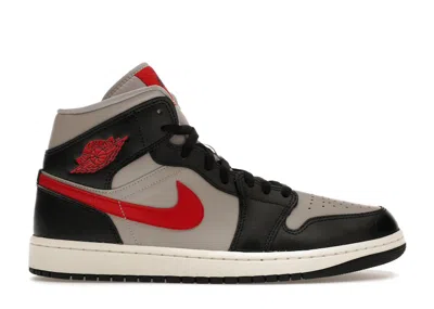 Pre-owned Jordan 1 Mid (women's) Sneakers In Black/gym Red/college Grey