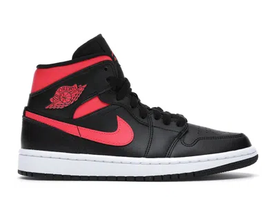Pre-owned Jordan 1 Mid (women's) Sneakers In Black/siren Red/white In Multi