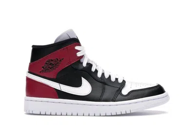 Pre-owned Jordan 1 Mid (women's) Sneakers In Black/white/noble Red