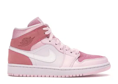 Pre-owned Jordan 1 Mid (women's) Sneakers In Digital Pink/white/pink Foam