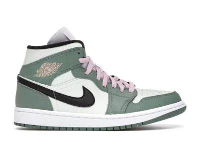 Pre-owned Jordan 1 Mid (women's) Sneakers In Dutch Green/black/barely Green