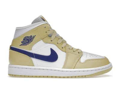 Pre-owned Jordan 1 Mid (women's) Sneakers In Lemon Wash/lapis/white