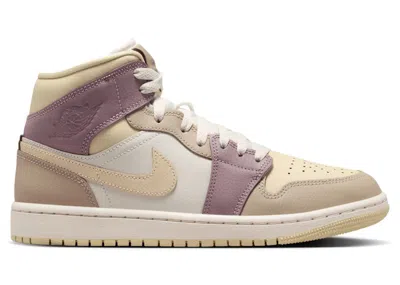 Pre-owned Jordan 1 Mid (women's) Sneakers In Light Orewood Brown/khaki/taupe Grey