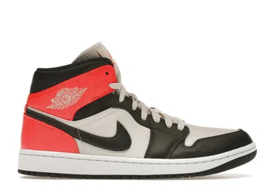 Pre-owned Jordan 1 Mid (women's) Sneakers In Light Orewood Brown/newsprint/bright Crimson