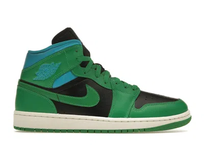 Pre-owned Jordan 1 Mid (women's) Sneakers In Lucky Green/black/aquatone