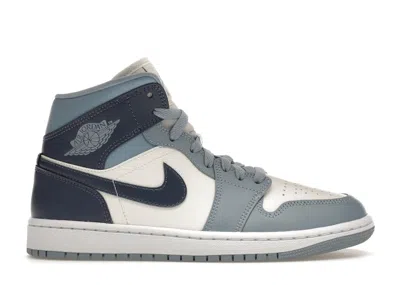 Pre-owned Jordan 1 Mid (women's) Sneakers In Sail/diffused Blue/blue Grey