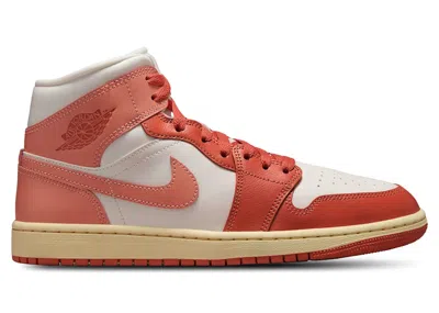Pre-owned Jordan 1 Mid (women's) Sneakers In Sail/madder Root/muslin