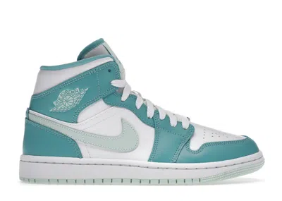 Pre-owned Jordan 1 Mid (women's) Sneakers In Washed Teal/mint Foam/white