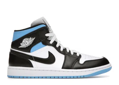 Pre-owned Jordan 1 Mid (women's) Sneakers In White/black/university Blue