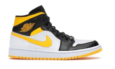 Pre-owned Jordan 1 Mid (women's) Sneakers In White/laser Orange/black