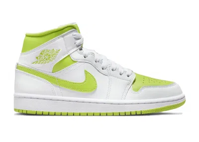 Pre-owned Jordan 1 Mid (women's) Sneakers In White/lime