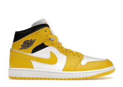 Pre-owned Jordan 1 Mid (women's) Sneakers In White/vivid Sulfur/black In Multi