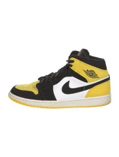 Pre-owned Jordan 1 Mid Yellow Toe Black Sneakers