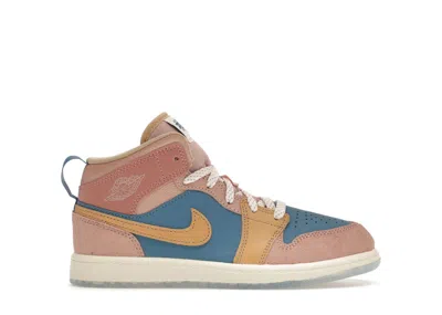 Pre-owned Jordan 1 Mid Zen Sneakers In Aegean Storm/hemp/pink Oxford