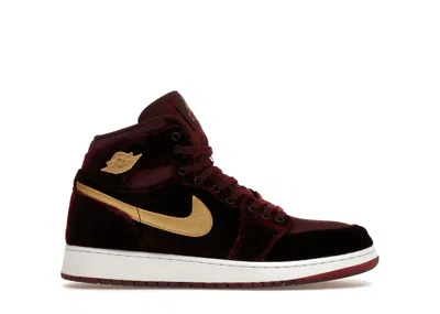 Pre-owned Jordan 1 Retro Heiress Sneakers In Night Maroon/metallic Gold/white