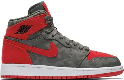 Pre-owned Jordan 1 Retro High Camo 3m Bred Sneakers In River Rock/black/university Red In Multi