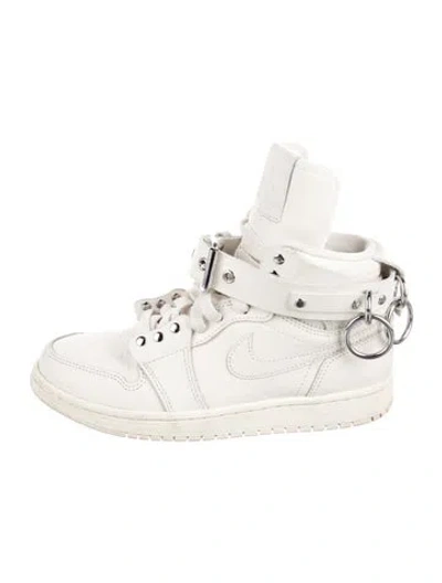 Pre-owned Jordan 1 Retro High Comme Des Garcons White Wedge Sneakers In Neutral