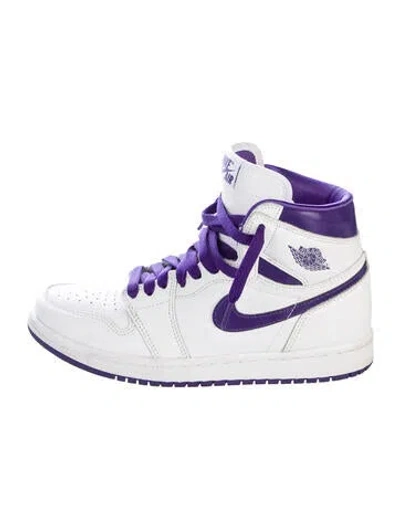 Pre-owned Jordan 1 Retro High Court Purple Athletic Sneakers In White