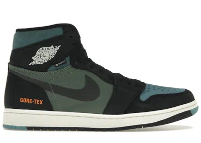 Pre-owned Jordan 1 Retro High Element Goretex Olive Sneakers In Black/sky Blue J Light Olive/bright Mandarin