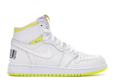Pre-owned Jordan 1 Retro High First Class Flight Sneakers In White/dynamic Yellow/black In Multi
