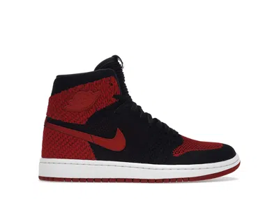 Pre-owned Jordan 1 Retro High Flyknit Bred Sneakers In Black/varsity Red/white
