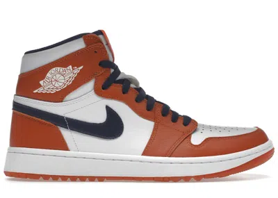 Pre-owned Jordan 1 Retro High Golf Eastside Golf Out Of The Mud Sneakers In Burnt Sunrise/midnight Navy Blue/white