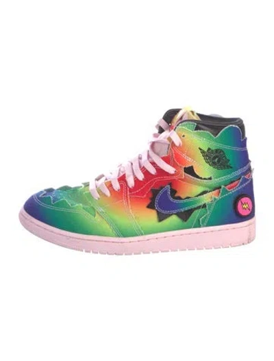 Pre-owned Jordan 1 Retro High J Balvin Athletic Sneakers In Green