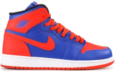 Pre-owned Jordan 1 Retro High Knicks Sneakers In Game Royal/team Orange
