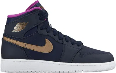 Pre-owned Jordan 1 Retro High Maya Moore Sneakers In Obsidian/metallic Gold/white In Multi