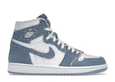 Pre-owned Jordan 1 Retro High Og Denim (women's) Sneakers In White/worn Blue/metallic Gold