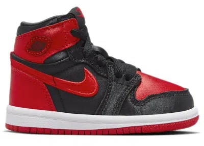 Pre-owned Jordan 1 Retro High Og Satin Bred Sneakers In Black/university Red/white In Multi