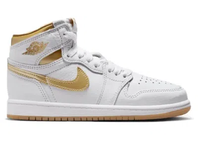 Pre-owned Jordan 1 Retro High Og Sneakers In White/metallic Gold/gum Light Brown