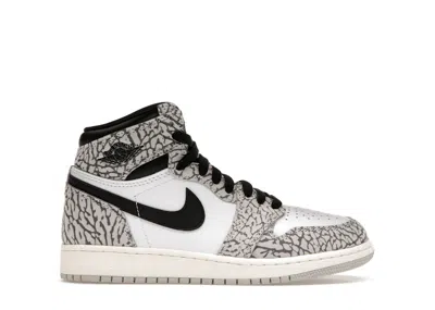 Pre-owned Jordan 1 Retro High Og White Cement Sneakers In Tech Grey/muslin/black