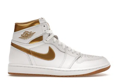 Pre-owned Jordan 1 Retro High Og (women's) Sneakers In White/metallic Gold/gum Light Brown