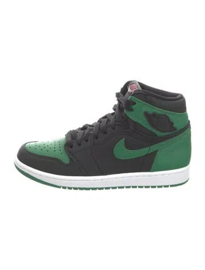 Pre-owned Jordan 1 Retro High Pine Green Black Athletic Sneakers In Black/green